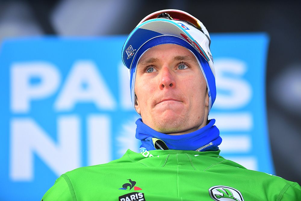 Arnaud Demare in green after stage 3 at Paris-Nice