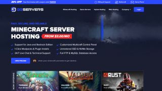 GG Servers Minecraft hosting website homepage screenshot