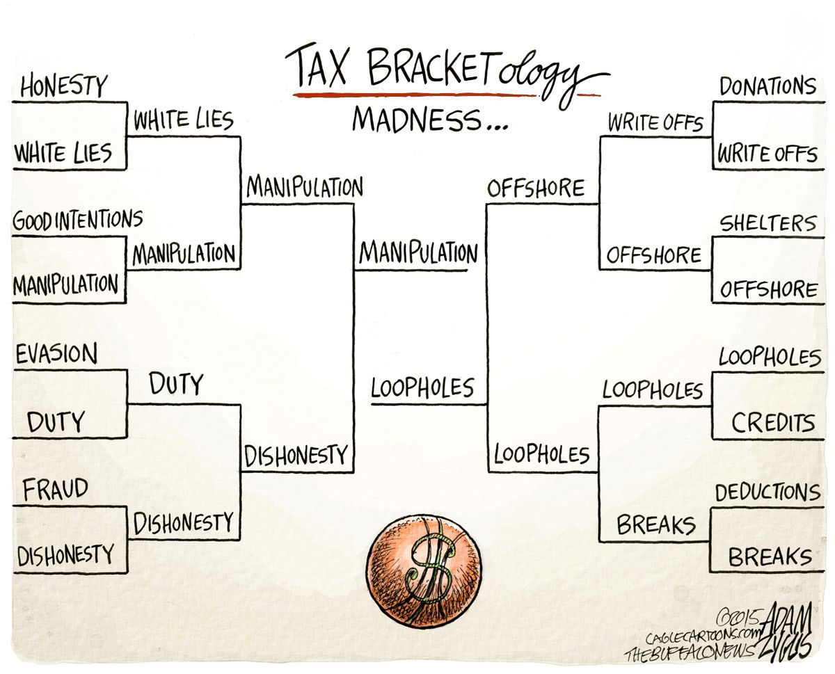 Editorial cartoon U.S. taxes March Madness