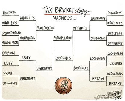 Editorial cartoon U.S. taxes March Madness