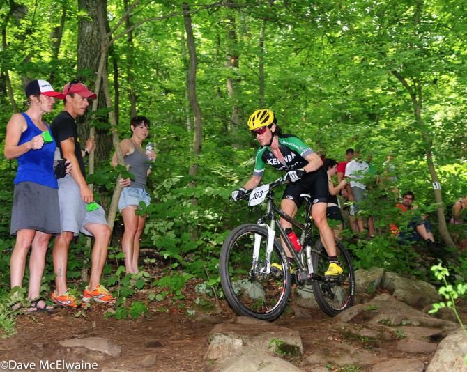 Mary McConneloug (Kenda-Seven-NoTubes) riding to the bronze medal today.