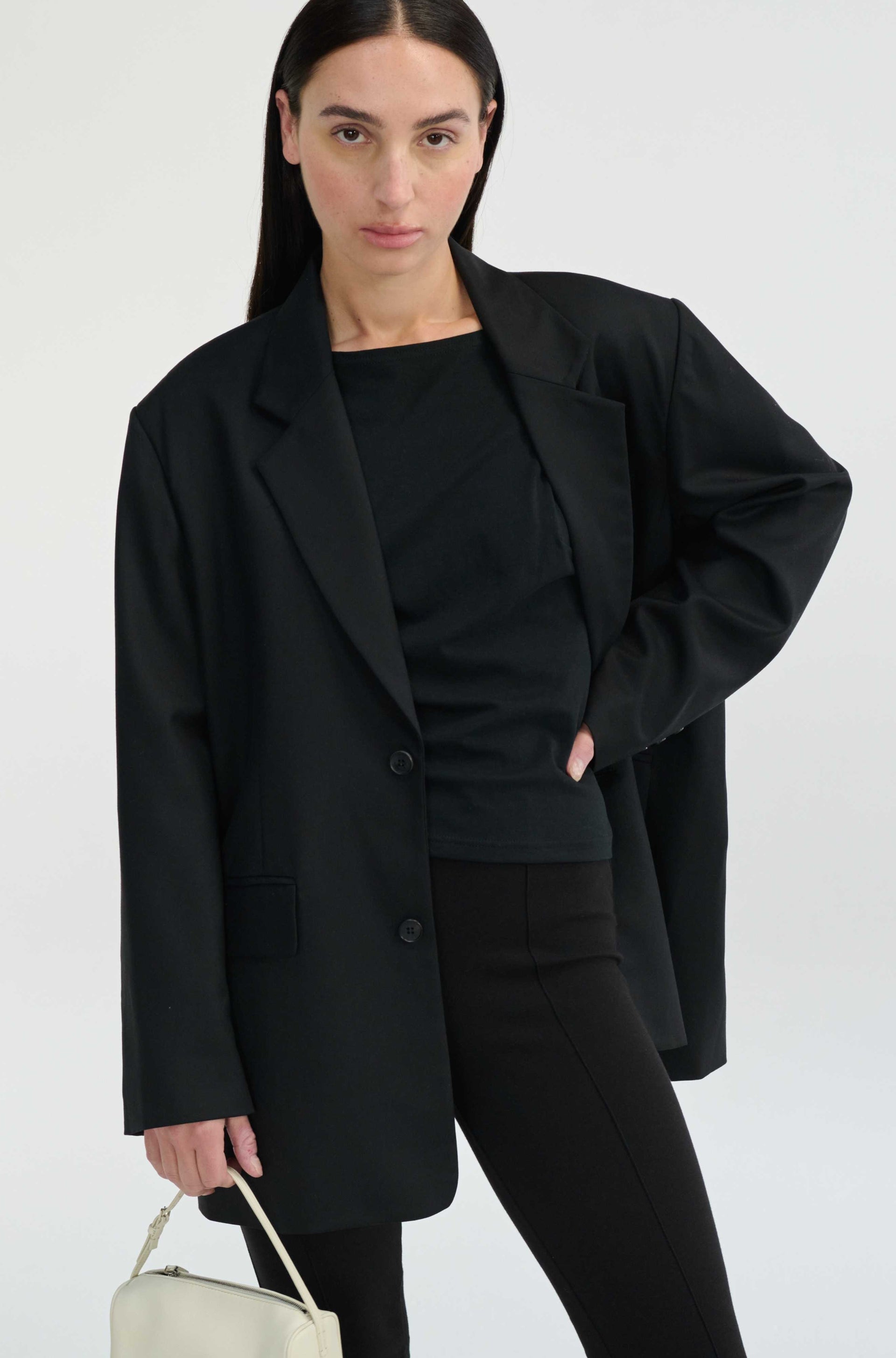 Oversized Double Button Blazer - Xs / Black