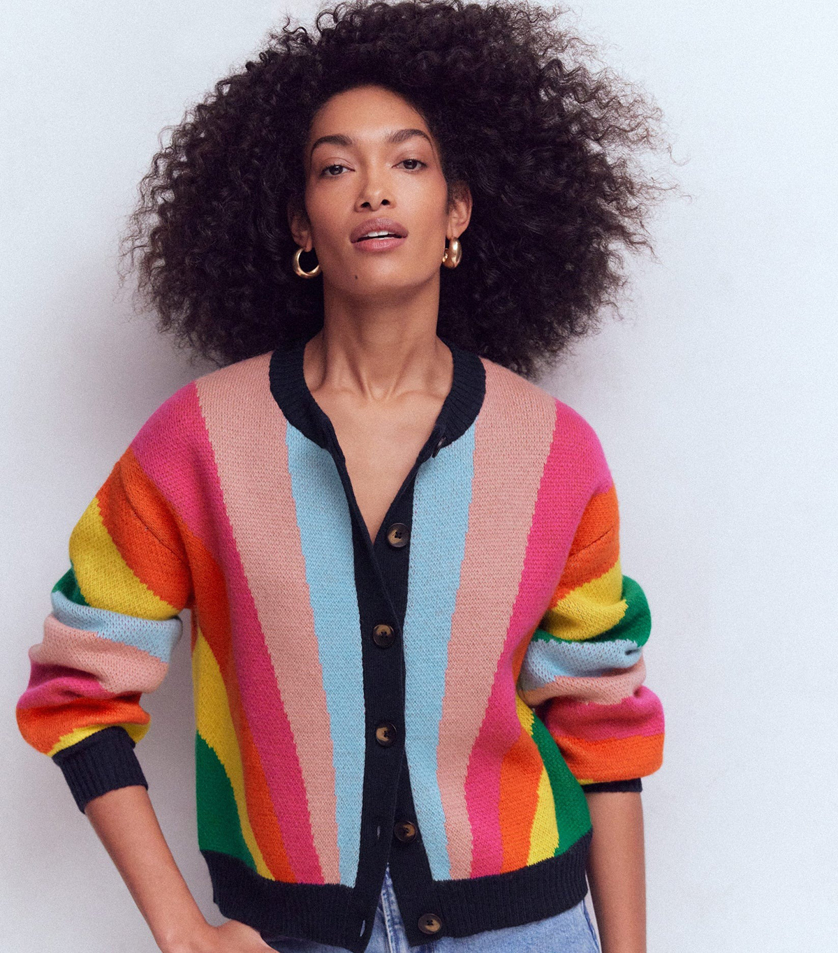 Boden, Abi Jacquard Cardigan-Multi Rainbow