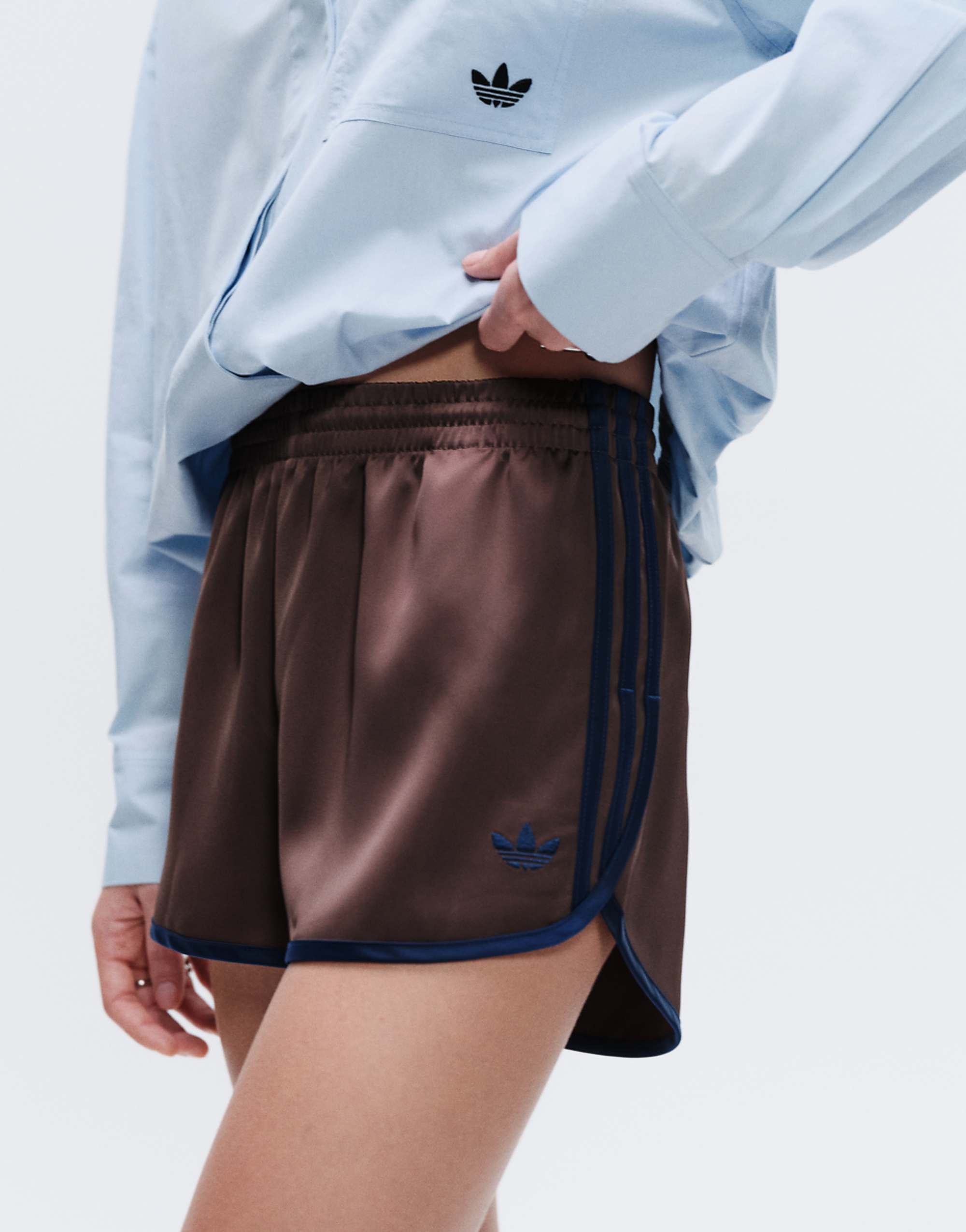 Adidas Originals X Asos Three Stripe Sprinter Shorts in Brown