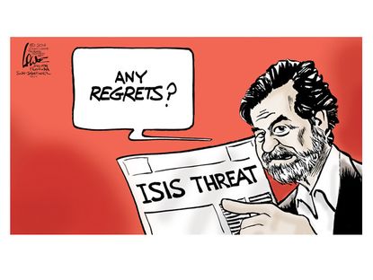 Political cartoon Saddam Hussein ISIS world