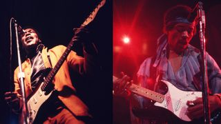 (L-R) Buddy Guy and Jimi Hendrix
