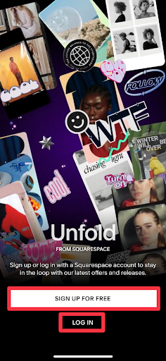 screenshot of Squarespace unfold