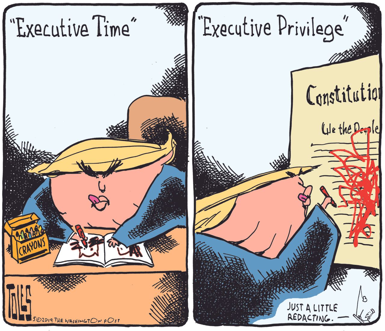 Political Cartoon U.S. Trump executive privilege constitution