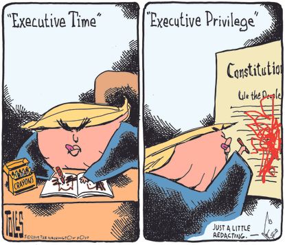 Political Cartoon U.S. Trump executive privilege constitution