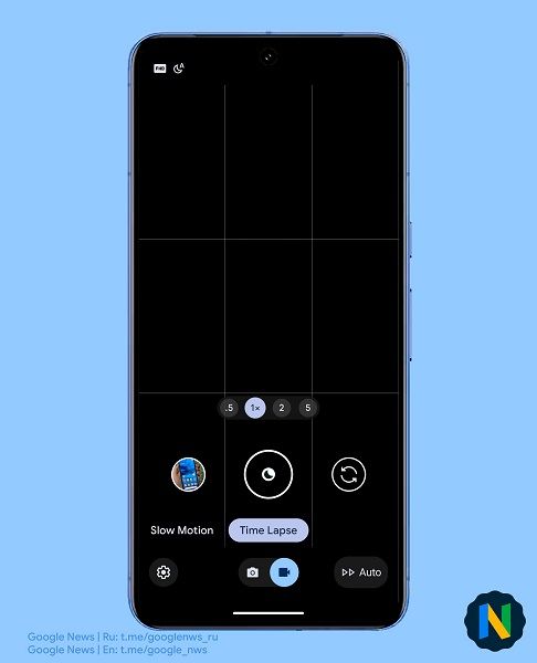 The Time Lapse UI option in the Pixel Camera app.