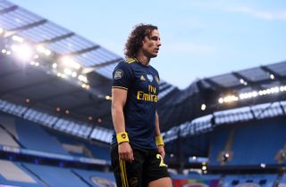 Arsenal’s David Luiz was sent off on a miserable night for Arsenal