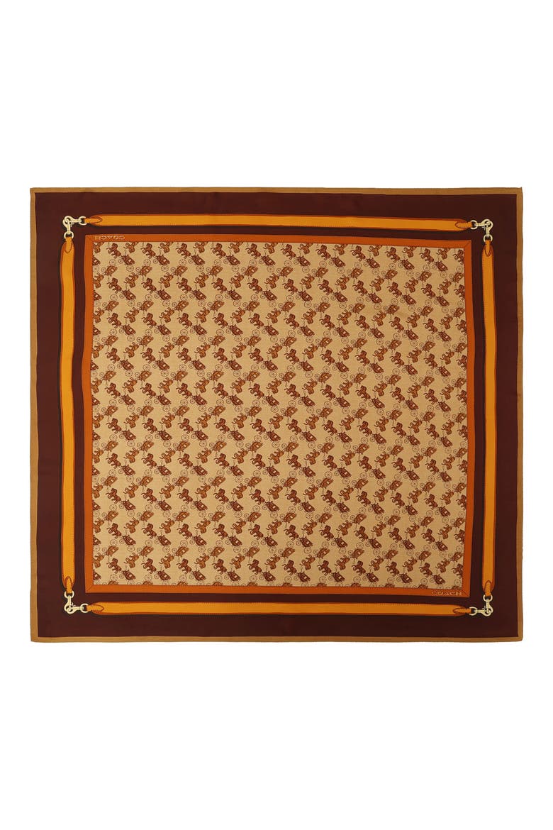 Horse &amp;amp; Carriage Print Silk Square Scarf