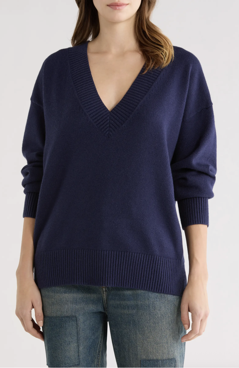 Good American, Oversize V-Neck Sweater