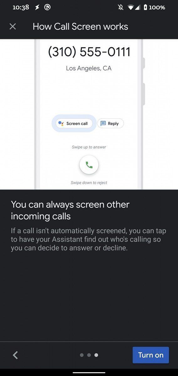 Pixel Automatic Call Screen Feature