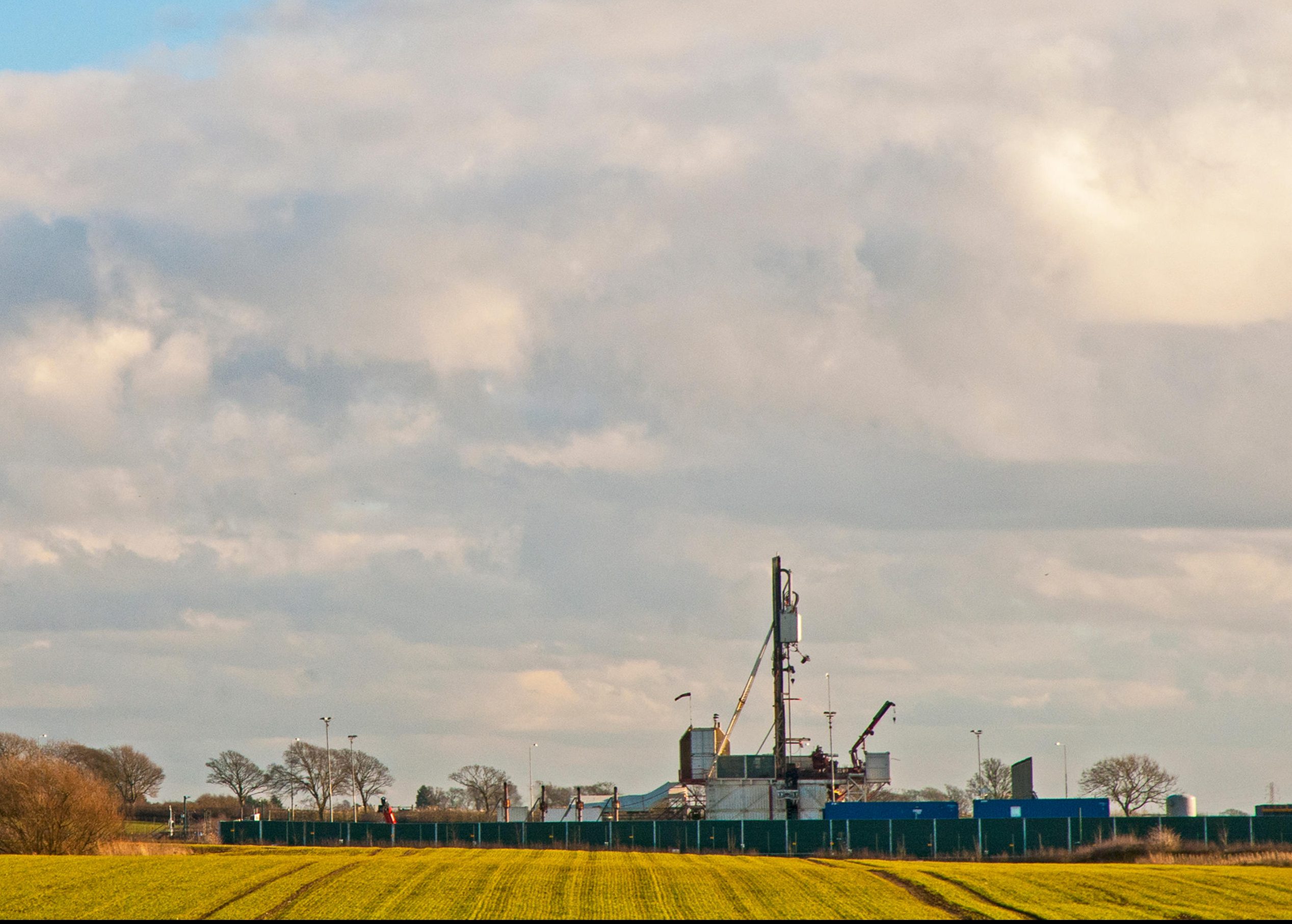 Cuadrilla fracking drilling site on rural farmland at Little Plumpton, just outside Blackpool.