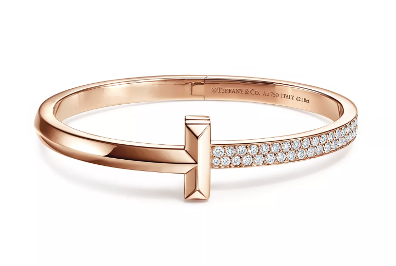 Tiffany &amp;amp; Co., T1 Wide Diamond Hinged Bangle in Rose Gold