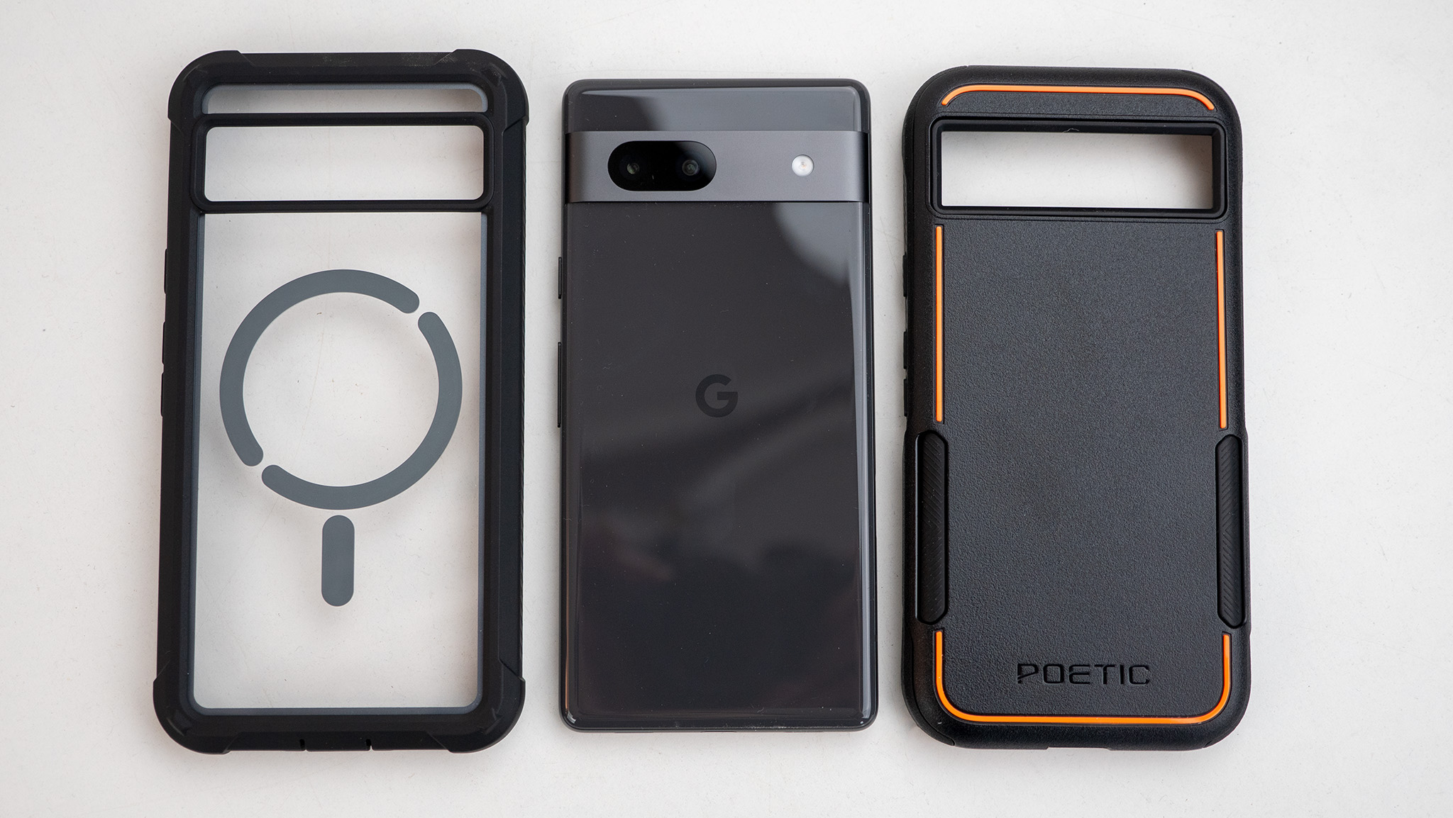 Poetic Google Pixel 8a cases with a Pixel 7a for comparison