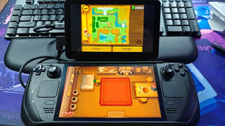 A capture of the "Steam Deck 3DS" running Legend of Zelda: A Link Between Worlds at higher resolution on Steam Deck.