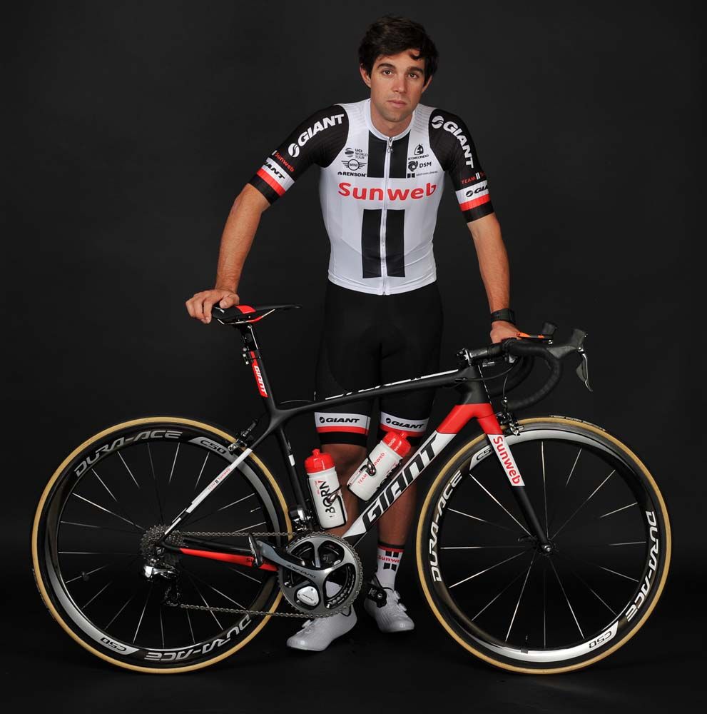 Michael Matthews with his Team Sunweb Giant bike