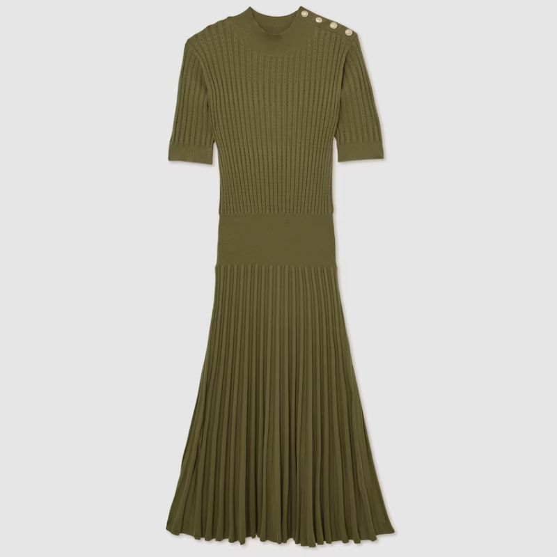 cat deeley's olive green knit midi dress from Reiss