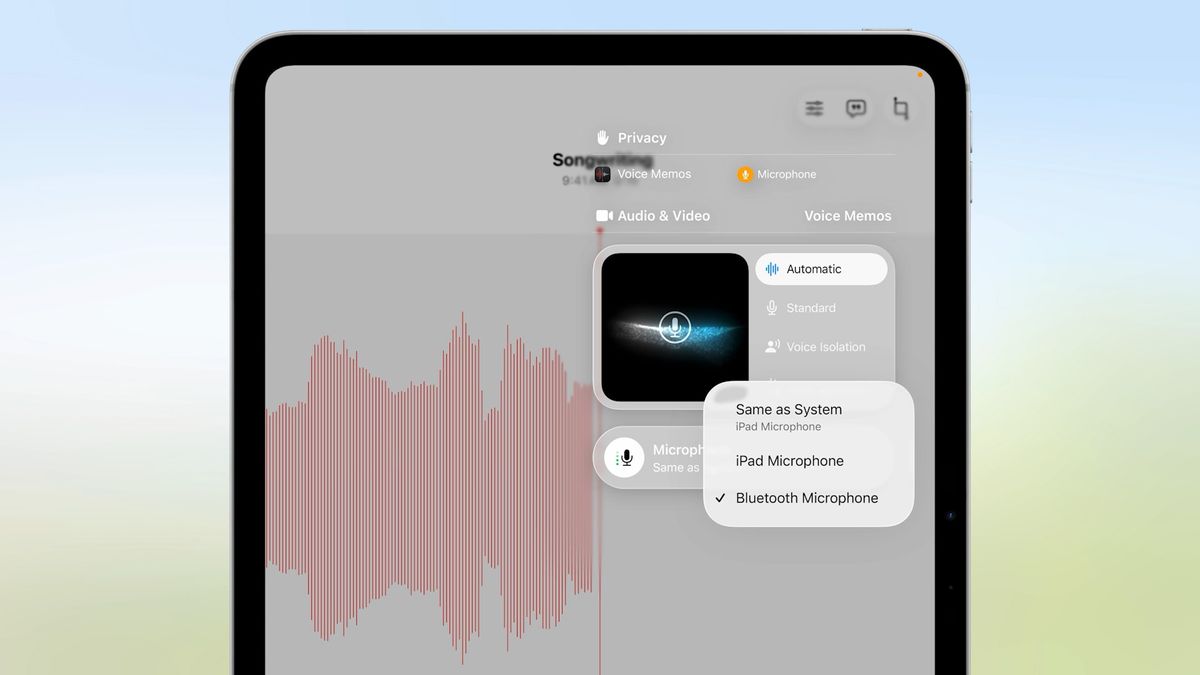 Recording audio with Voice Memos on iPadOS 26