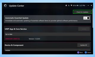 Asus ROG Ally Update screen