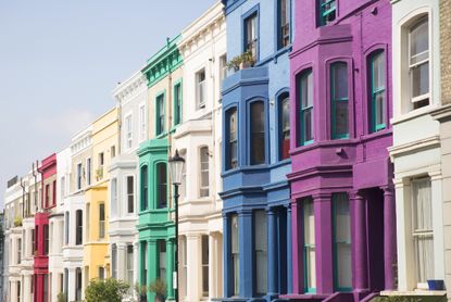 Notting Hill district colourful homes.