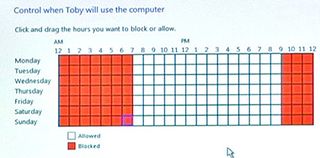 Parents can set times for their children's computer usage.