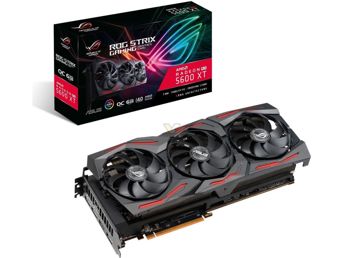 The Asus RX 5600 XT ROG Strix will also have the same VRAM, triple fan design and clock speeds.