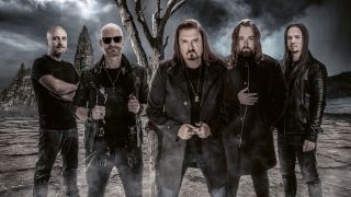 James LaBrie band shot 2022 against a grey fantasy forest backdrop