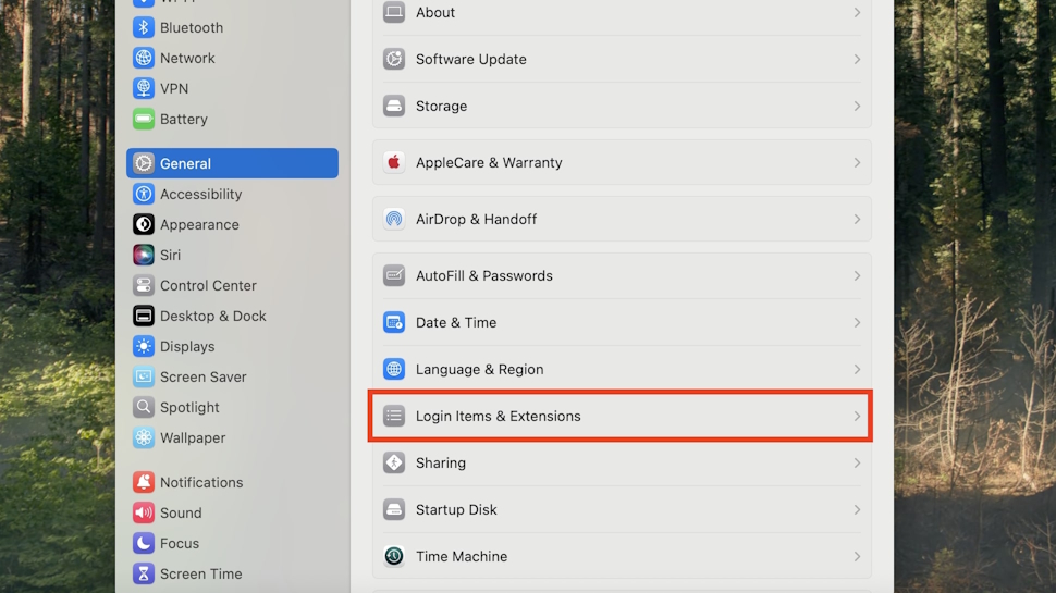 How to access the Login Items &amp;amp; Extensions menu on macOS