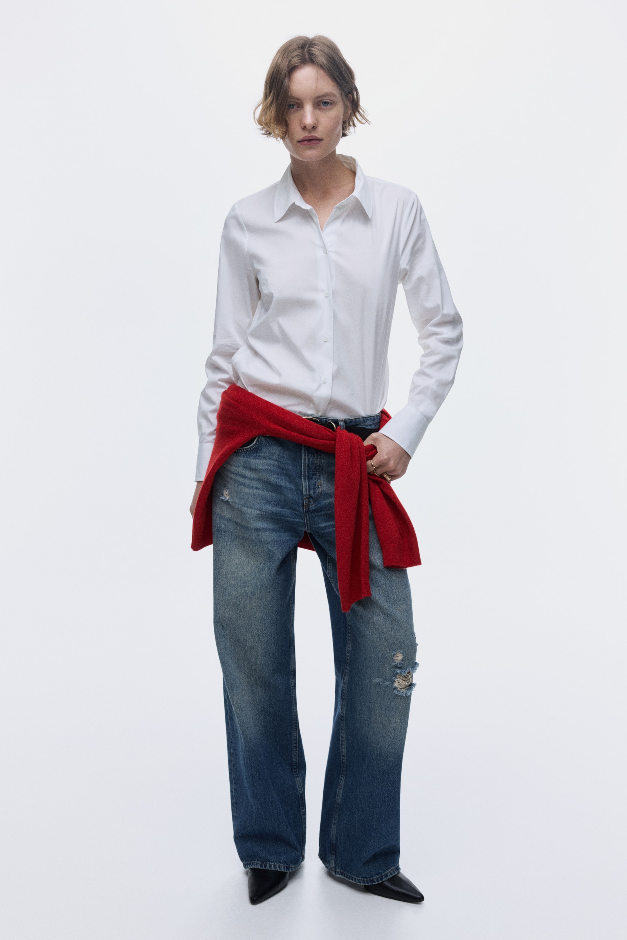 Cotton-Blend Shirt - White