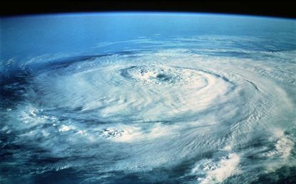 picture of a hurricane as seen from above
