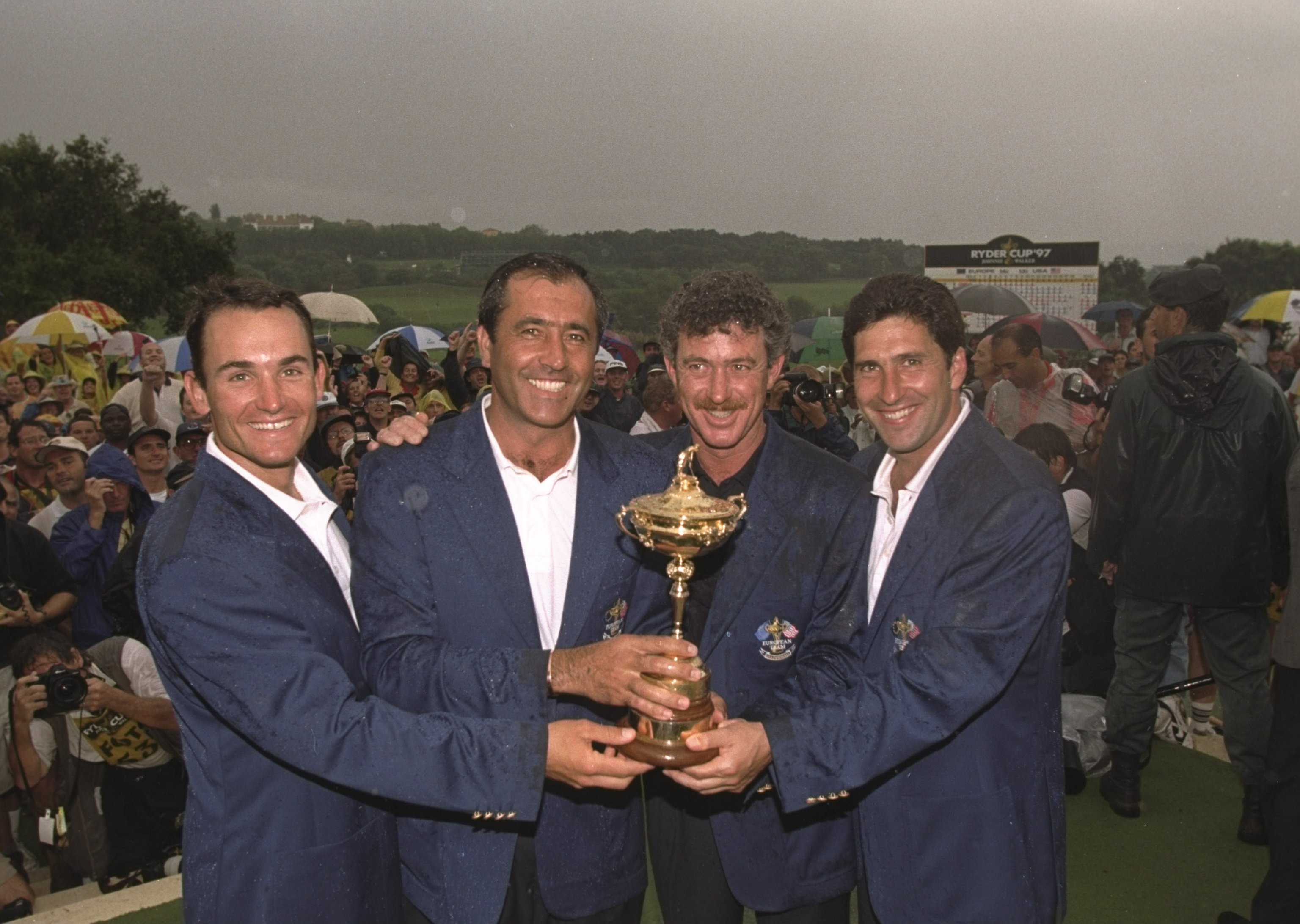 The late Seve Ballesteros with the Ryder Cup trophy in 1997