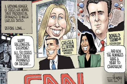 Political&nbsp;Cartoon&nbsp;U.S.&nbsp;Chelsea Clinton Donald Trump Jr. CNN State Primaries Presidential Campaign Season