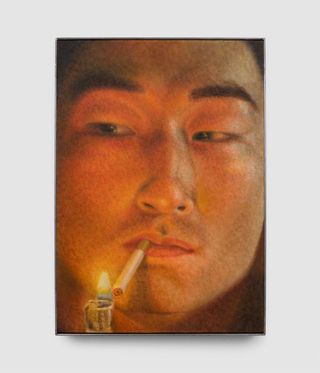 artwork of man lighting cigarette