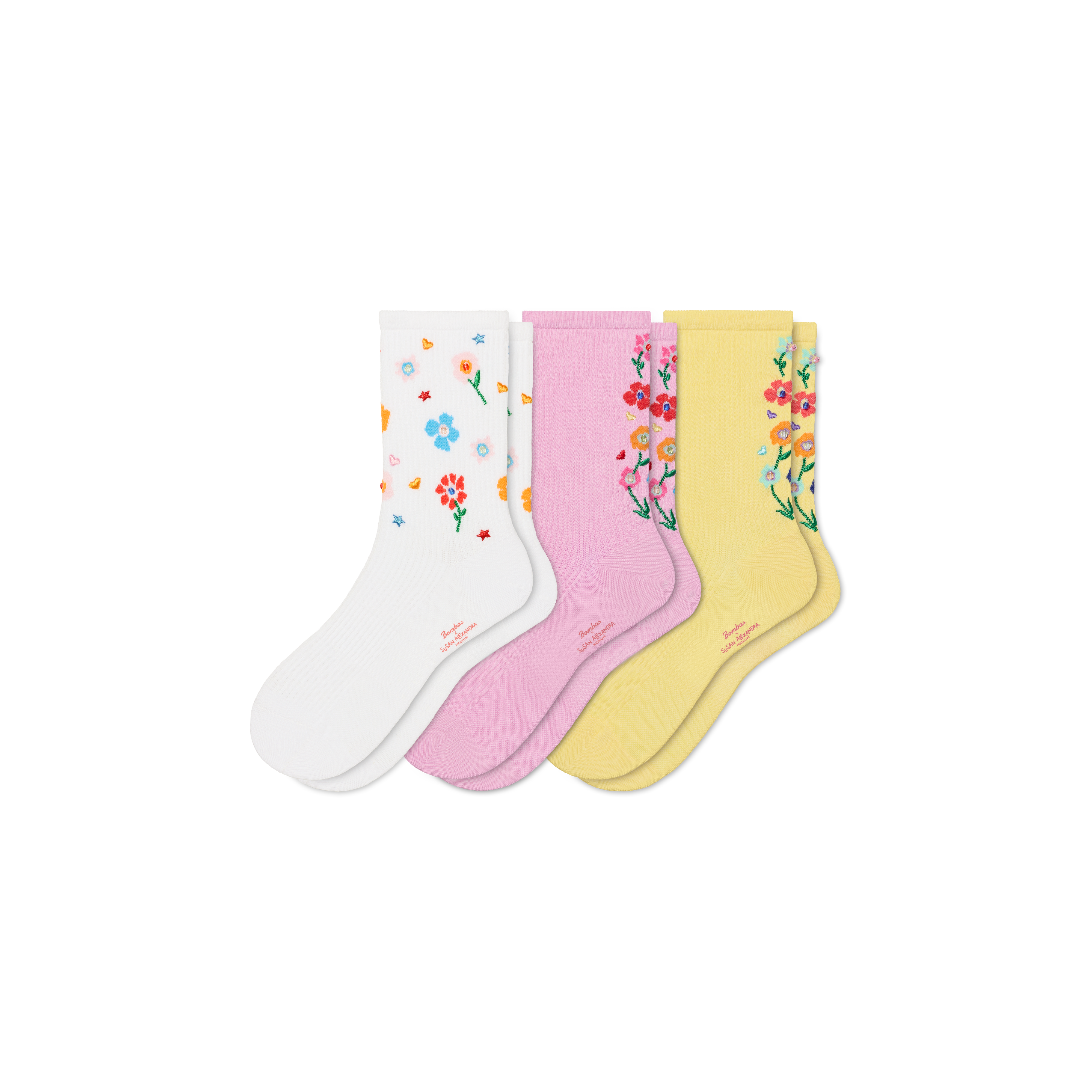 Bombas X Susan Alexandra Floral Embroidered Half Calf Sock 3-Pack