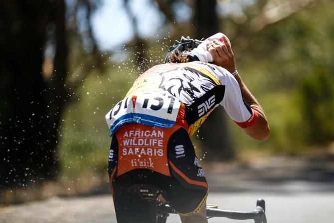 Rhys Gillet tries to cool down