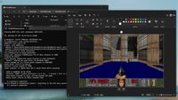 DOOM displayed inside Microsoft Paint on a Windows 11 desktop