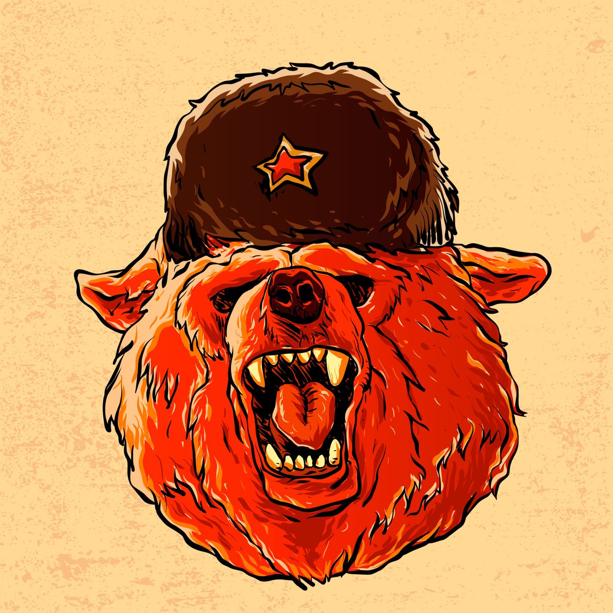 A drawing of an angry Russian bear