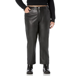 amazon prime fashion deals: black faux leather trousers