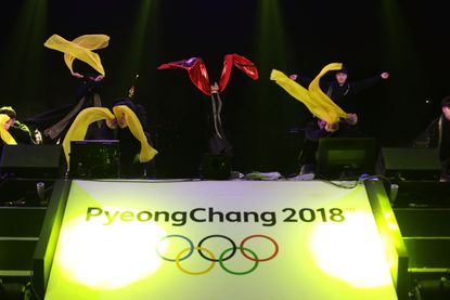 A sign for the 2018 winter Olympics