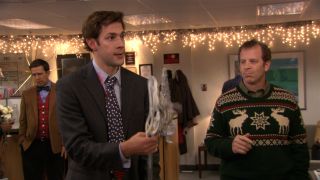 The Office Jim with lacrosse stick and snowball