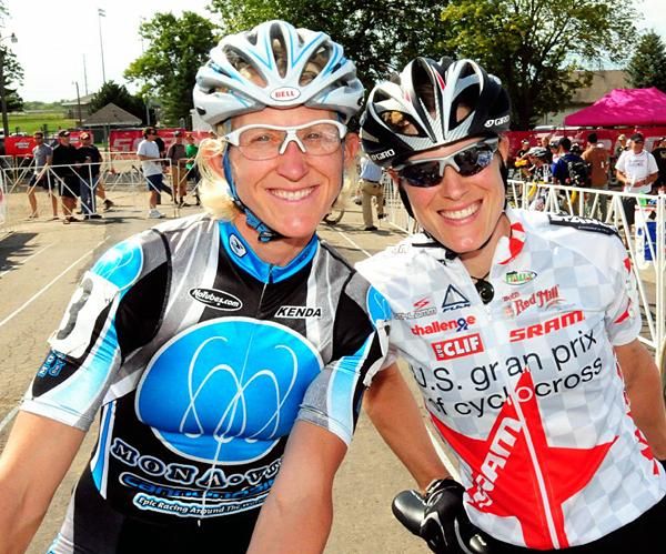 Sue Butler (left) and Katie Compton at the start