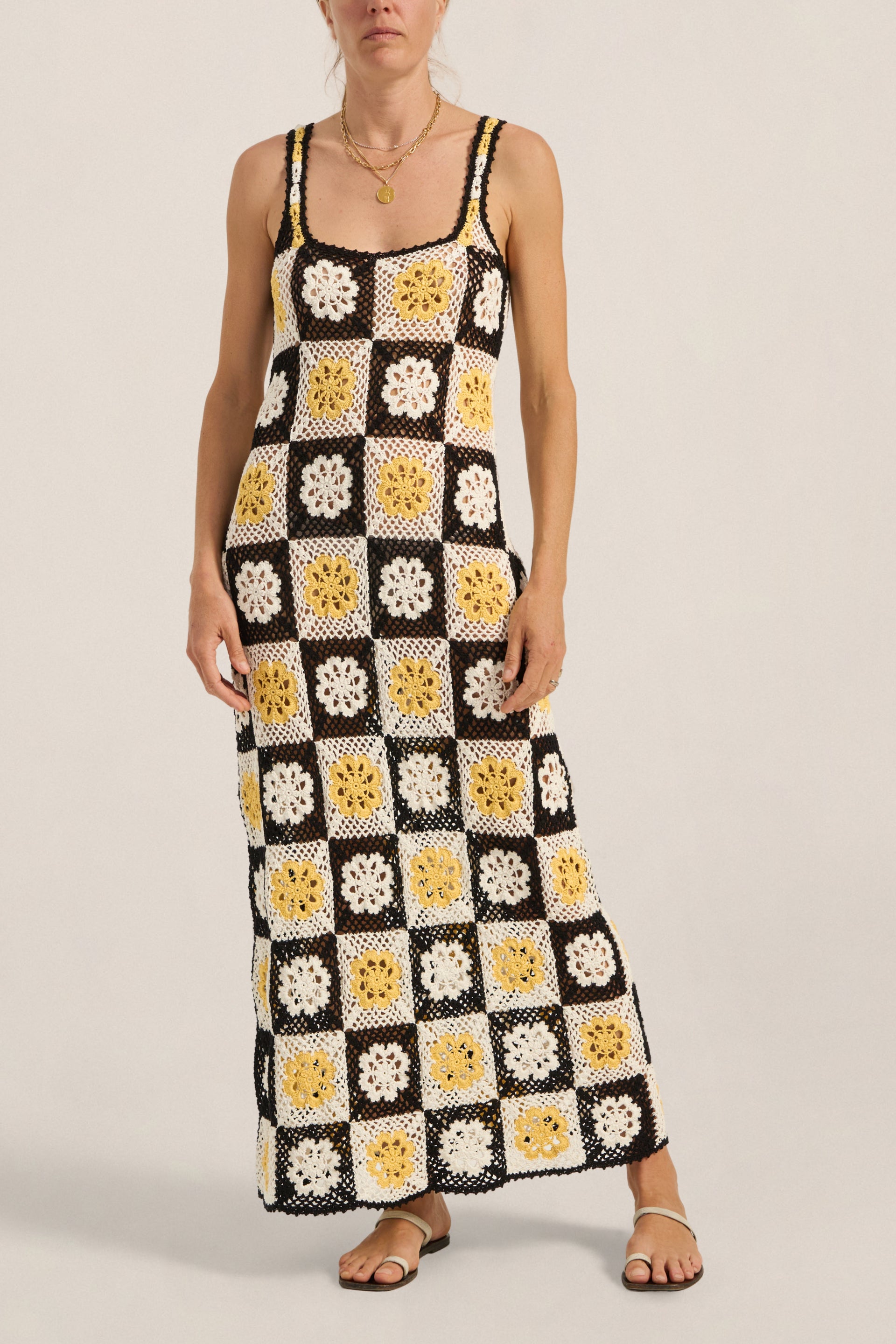 Enna Flower Mosaic Crochet Dress