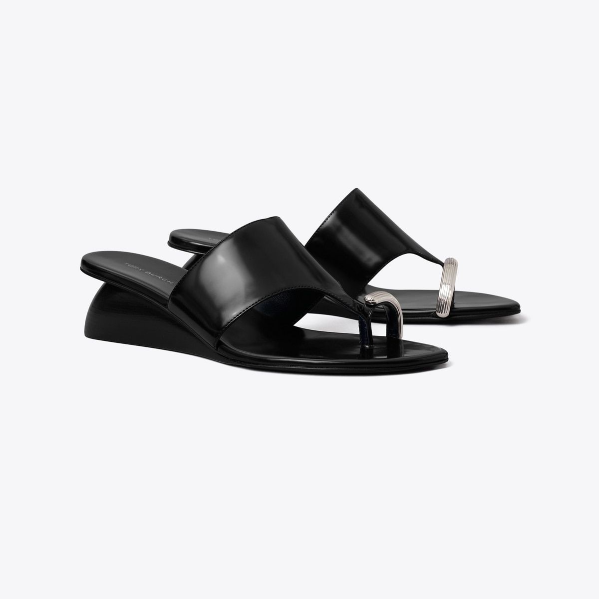 Pierced Wedge Sandal in Black, Size 10