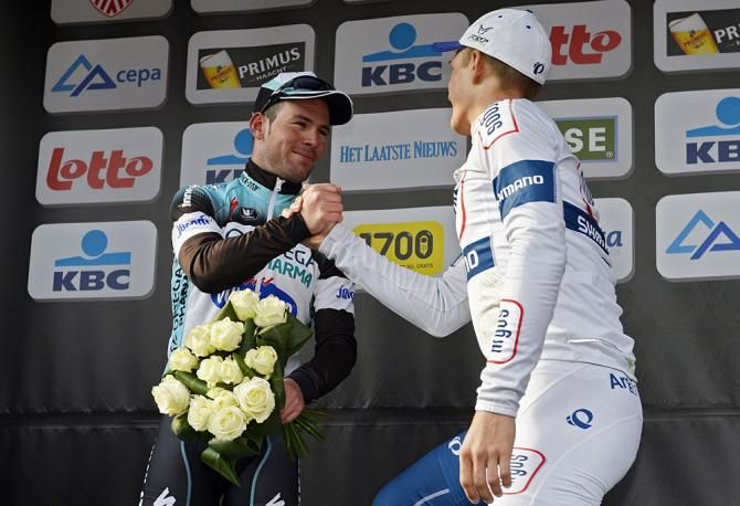 Marcel Kittel (Argos - Shimano) and Mark Cavendish (Omega Pharma - QuickStep) on the podium