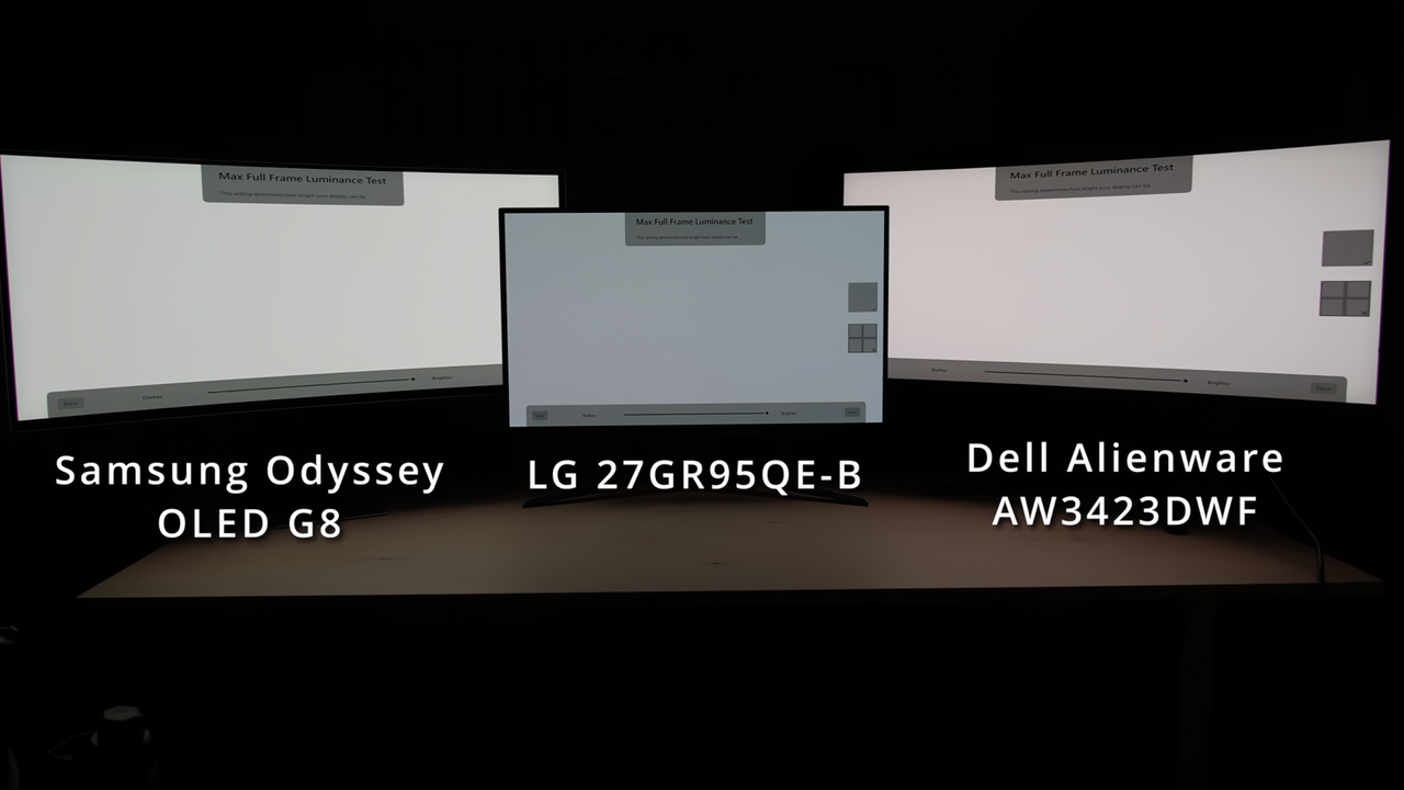 A still from RTINGS' video on the 10 month result of its ongoing OLED display testing (technically these monitors are in month 6, while the TVs are in month 10).