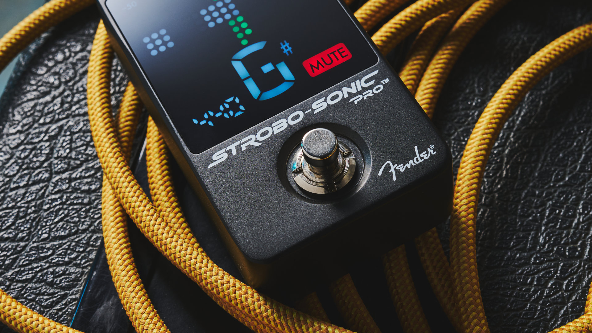 Close up of the footswitch on the Fender Strobo-Sonic Pro Tuner Pedal