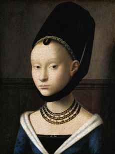 Petrus Christus' 'Portrait of a Young Girl'. Painted circa 1470; 11.5x9 inches; Gemaldgalerie, Berlin